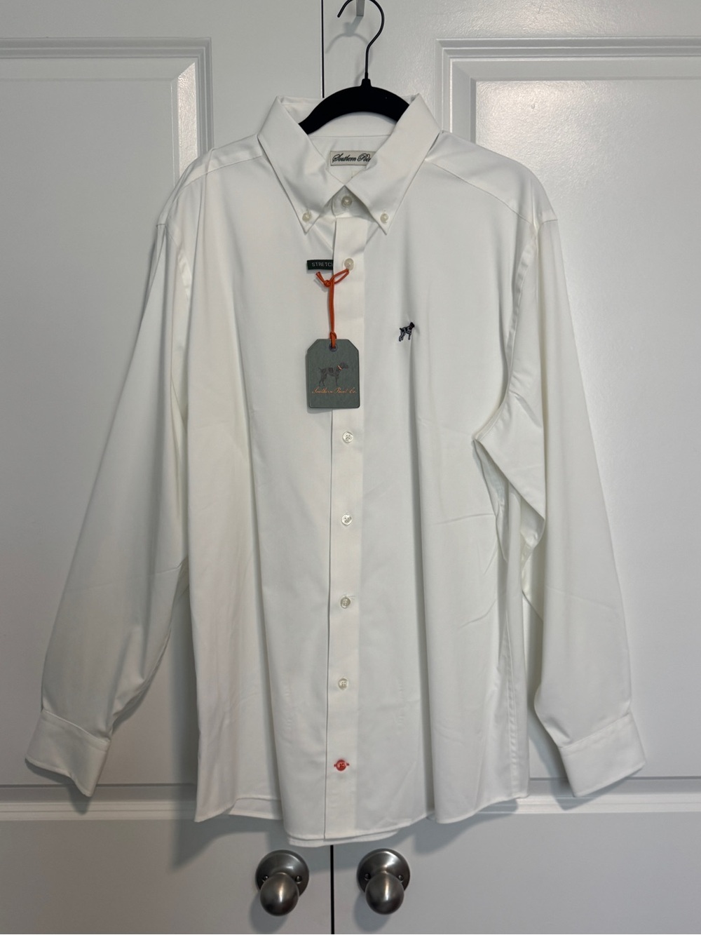 Southern Point Co Stretch Button Down Dress Shirt Solid White Men’s Large NWT